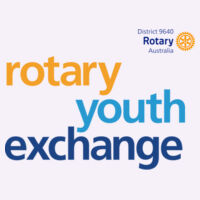 Women's White AS COLOUR Maple Tee with large Rotary Youth Exchange Logo 2 Design