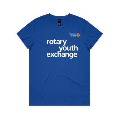 Women's AS COLOUR Maple Tee with Rotary Youth Exchange and D9640 logos. Thumbnail